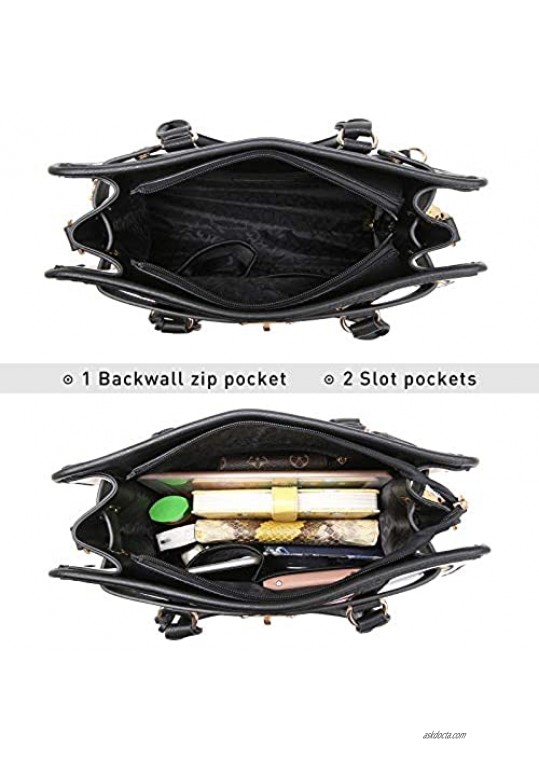 M Marco Women's Fashion Satchel Handbags Two Tone vegan leather Shoulder Bag for ladies Top Handle Twist Lock Purse 2pcs Set