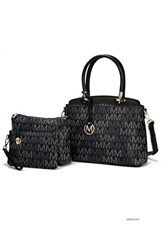 Mia K Collection Shoulder Bag for Women  Crossbody Purse & Wristlet: PU Leather Satchel Pocketbook 3 PCs Handbag Set