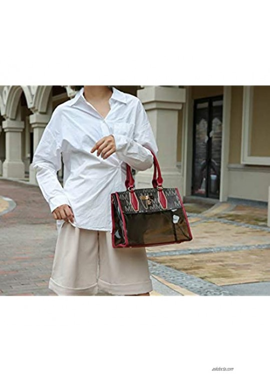 MKF Satchel Bag for Women – PU Leather & Clear Transparent Handbag Pocketbook Purse – Crossbody Shoulder Strap