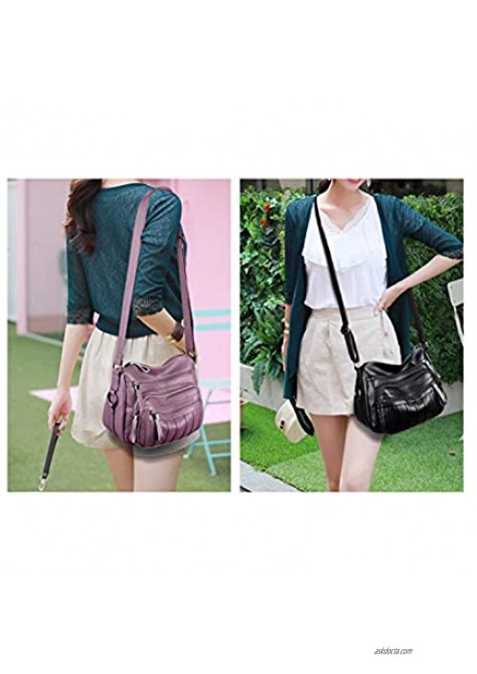 NOTAG Women's Crossbody Bags PU Leather Hobo Shoulder Bags Travel Crossbody Purse Multipocket Handbag Satchel