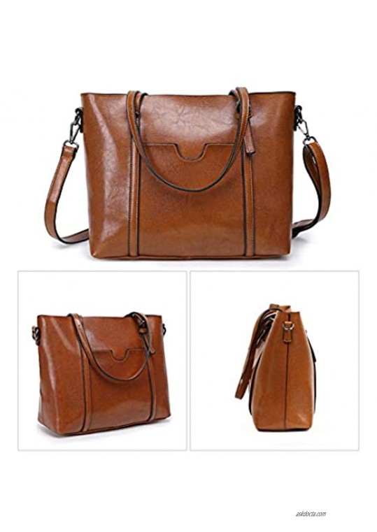 Panzexin Women Top Handle Satchel Handbags Messenger Shoulder Bag for Women Oil Wax Leather Tote