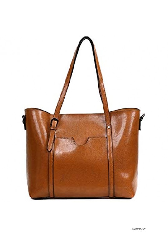 Panzexin Women Top Handle Satchel Handbags Messenger Shoulder Bag for Women Oil Wax Leather Tote