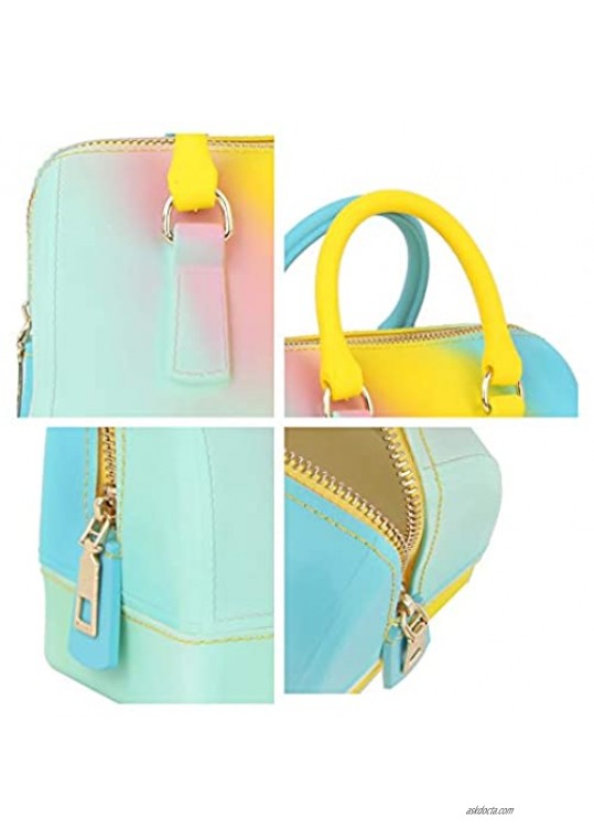 Rainbow Jelly Bag Mini Satchel Crossbody Women Purse Handbags by Soulfina