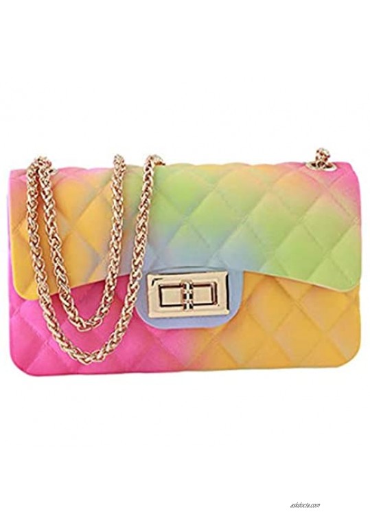 Rainbow Jelly Purses for Women  Women Satchel Purse Handbags  Colorful Ladies Crossbody Shoulder Bag  Candy Color Jelly Purse