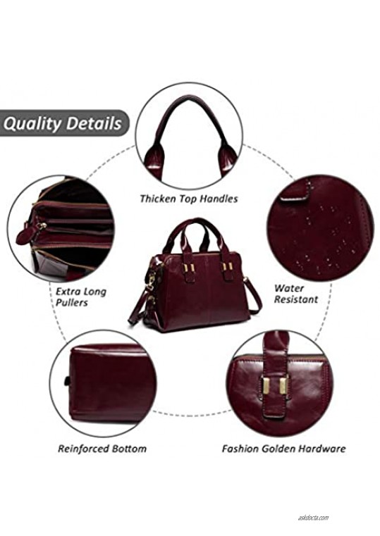 Satchel Bag for Women VASCHY Faux Patent Leather Top Handle Handbag Work Tote Purse with Triple Compartments