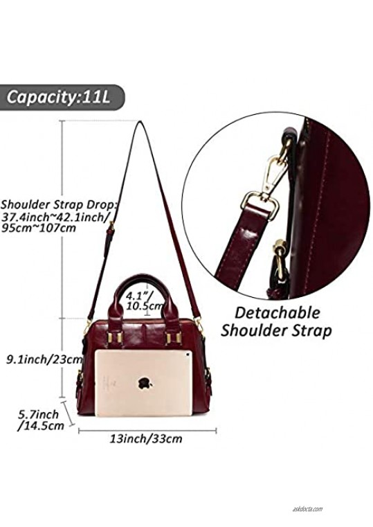Satchel Bag for Women VASCHY Faux Patent Leather Top Handle Handbag Work Tote Purse with Triple Compartments