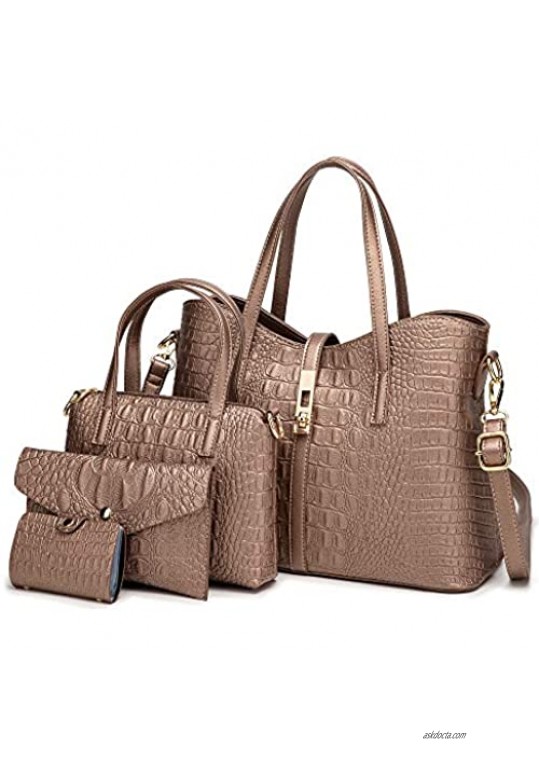 Satchel Purses and Handbags for Women Shoulder Tote Bags Ladies Designer Hobo waterpoor Purse Set 4pcs