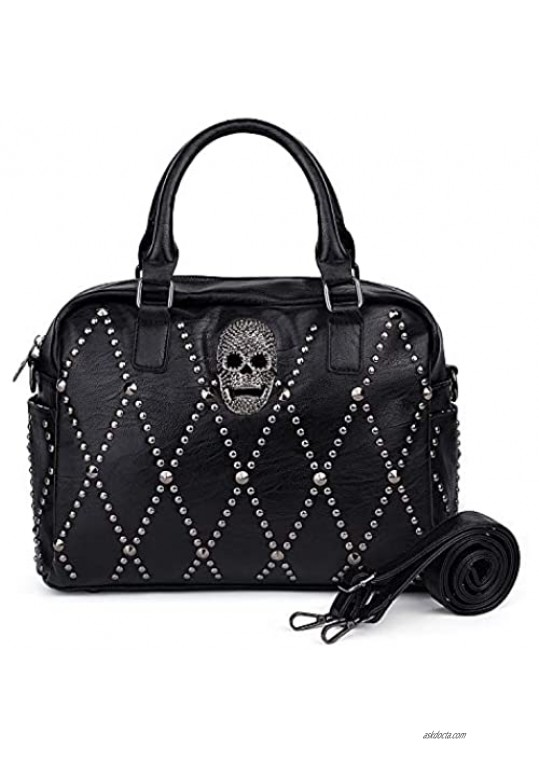 UTO Women Skull Handbag Rivet Studded Satchel PU Leather Purse Crossbody Shoulder Bags