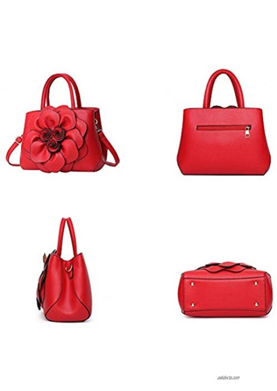 Women 3D Flower pu Leather bag purse fashion Top Handle Satchel handbag Shoulder bag Casual Tote Bag