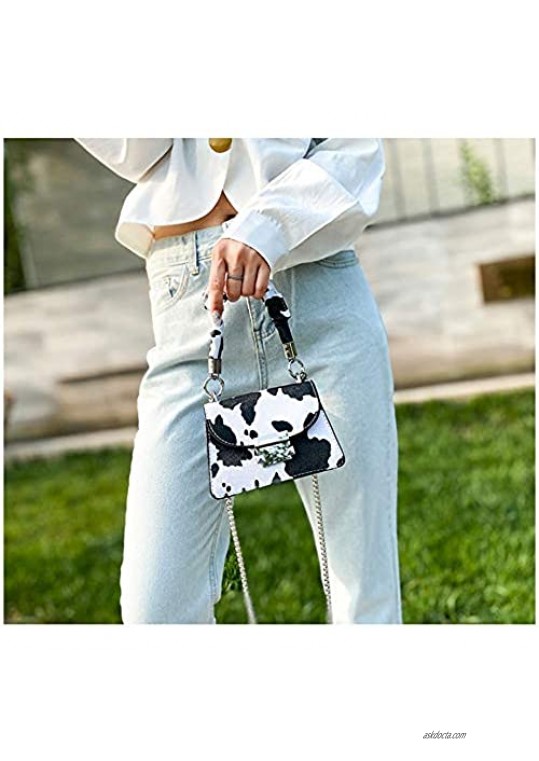 Women Cow Print Shoulder Bag Small Clutch Evening Purse Crossbody Handbag Satchel Bag Mini Purse