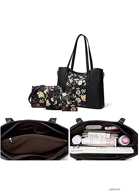 Women Fashion Synthetic Leather Handbags+Shoulder Bag+Purse+Card Holder 4pcs Set Tote