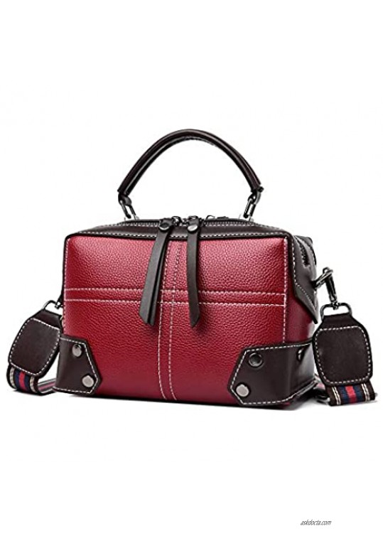 Women Small Crossbody Satchel Bags Mini Purse Top Handle Satchel Handbag With Stripe Wide Adjustable Strap