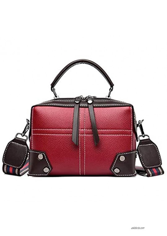 Women Small Crossbody Satchel Bags Mini Purse Top Handle Satchel Handbag With Stripe Wide Adjustable Strap