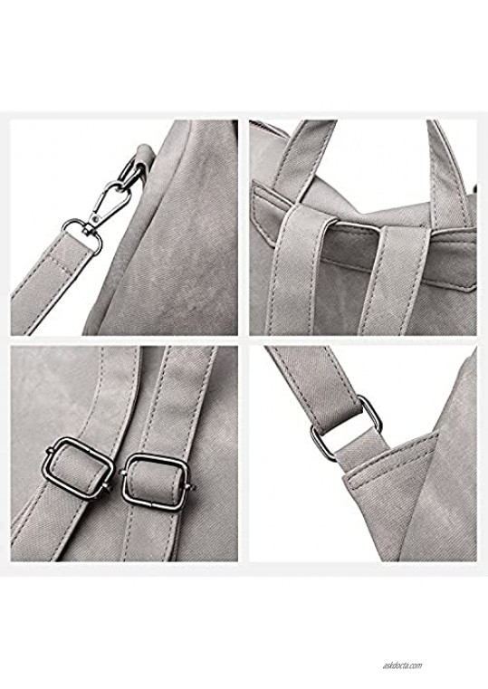Women's Fashion Purse Backpack Girls Handbags and Shoulder Bag PU Leather Lady Travel Satchel bag rucksack backpack for women 6062 (Gray)