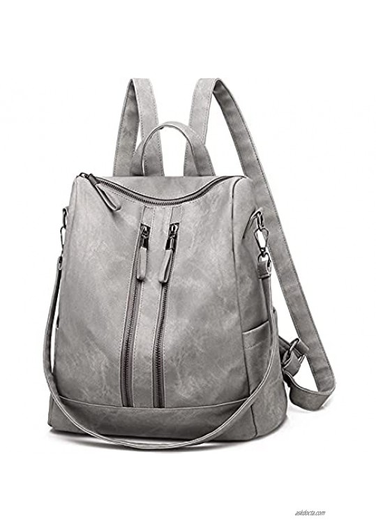Women's Fashion Purse Backpack Girls Handbags and Shoulder Bag PU Leather Lady Travel Satchel bag rucksack backpack for women 6062 (Gray)