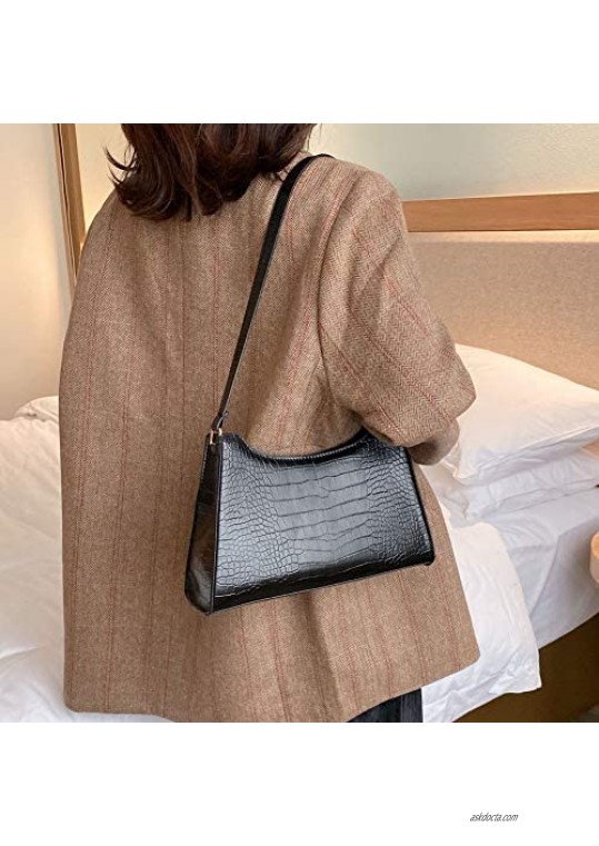AMHDV Retro Shoulder Bag Crocodile Pattern Handbags for Women