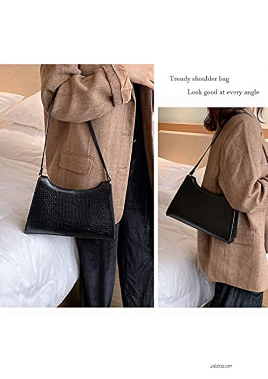AMHDV Retro Shoulder Bag Crocodile Pattern Handbags for Women