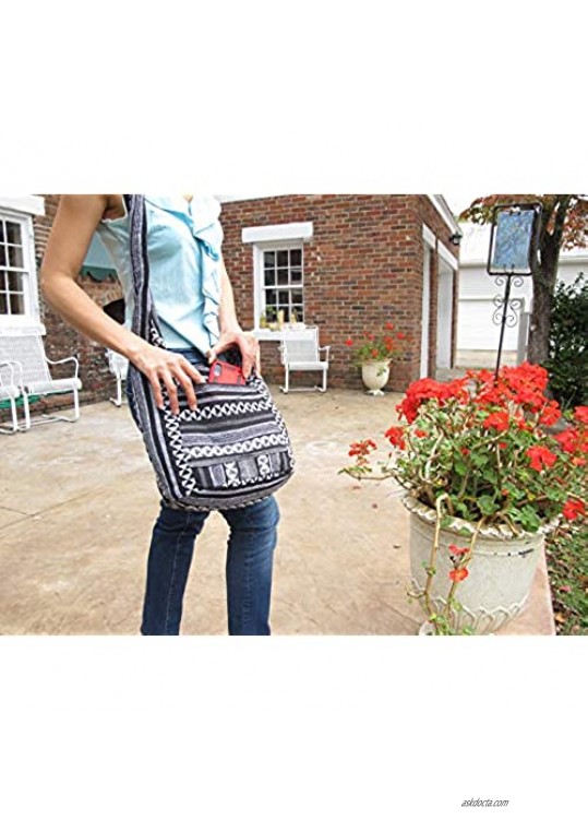 Aztec Crossbody Bags for Women - Boho Shoulder Bag - Handmade Hippie Purse - Fully Lined Cotton Interior - Medium
