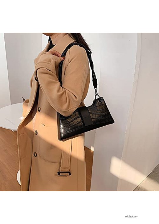Crocodile Pattern Crossbody Bag for Women PU Small Shoulder Bag Ladies Vegan Leather Purses Handbags