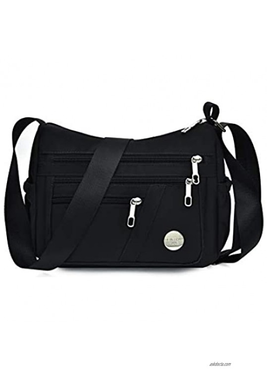 Crossbody Bags for Women with RFID Multi Pocket Shoulder Bag Lightweight Waterproof Nylon Travel Purses and Handbags