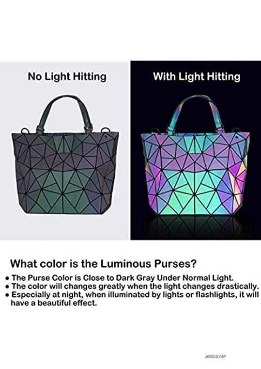 Geometric Luminous Purses and Handbags for Women Holographic Reflective Crossbody Bag Wallet Flash Rainbow Tote