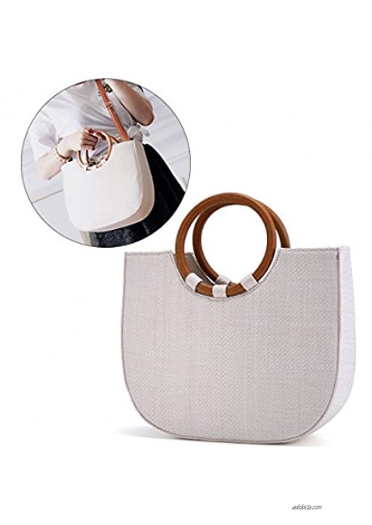 JOSEKO Womens Straw Handbag Straw Shoulder Bag for Beach Travel and Everyday Use