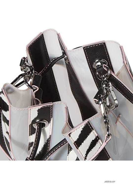 Karl Lagerfeld Paris Adele Novelty Bucket Bag Black Zebra