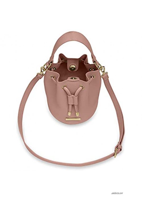 Katie Loxton Mini Drawstring Bucket Womens Vegan Leather Crossbody Shoulder Handbag