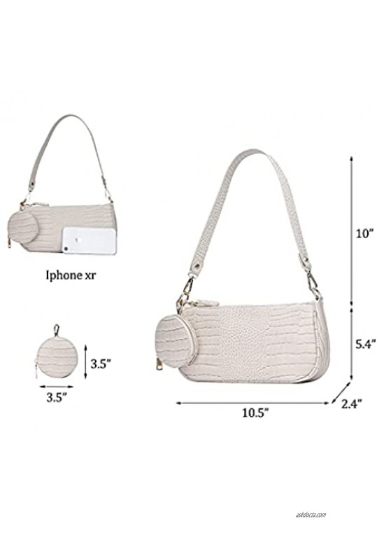 KKXIU Retro Small Shoulder Crossbody Clutch Bag for Women with 2 Removable Straps and Coin Purse