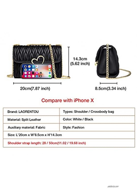 LAORENTOU Cowhide Crossbody Bags for Women Chain Strap Quilted Purses and Handbags Women's Leather Satchel Shoulder Bags