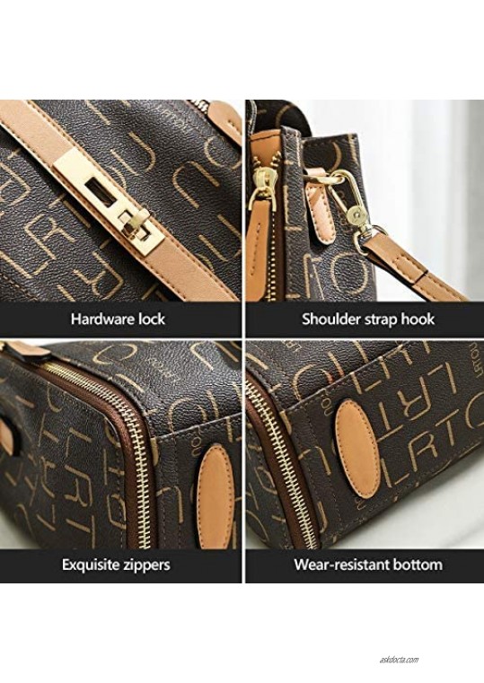 LAORENTOU PVC Checkered Handbags Purses for Women Faux Leather Shoulder Bags Ladies Monogram Crossbody Bags with Handle