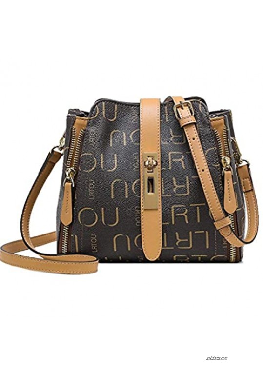 LAORENTOU PVC Checkered Handbags Purses for Women Faux Leather Shoulder Bags Ladies Monogram Crossbody Bags with Handle