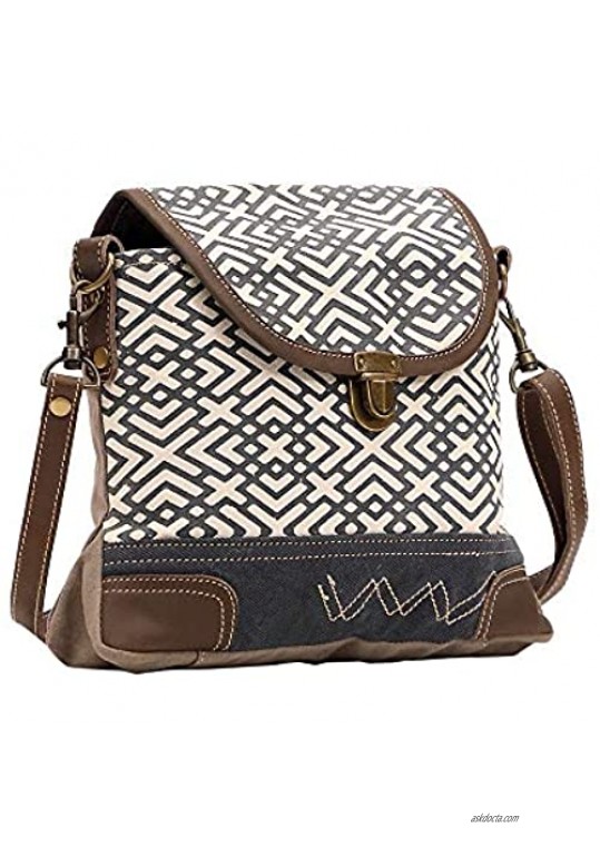 Myra Bag Cranky Upcycled Canvas & Leather Shoulder Bag S-1460