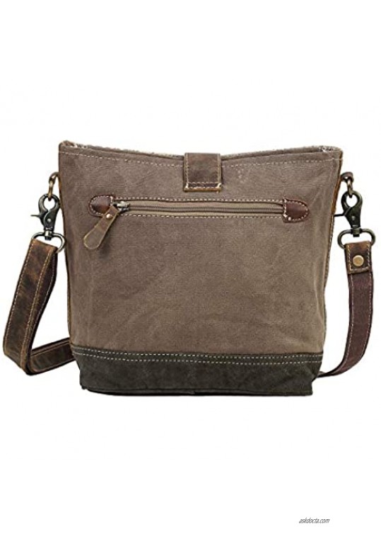 Myra Bag Goodweave Upcycled Canvas & Cowhide Leather Shoulder Bag S-1573