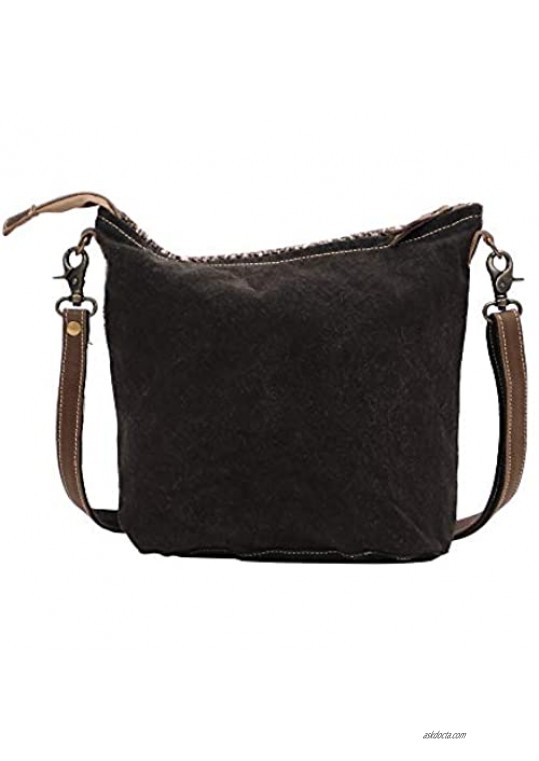 Myra Bag Indigo Upcycled Canvas & Leather Shoulder Bag S-1451