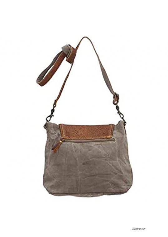 Myra Bags Flap-Over Upcycled Canvas Shoulder Bag S-0769