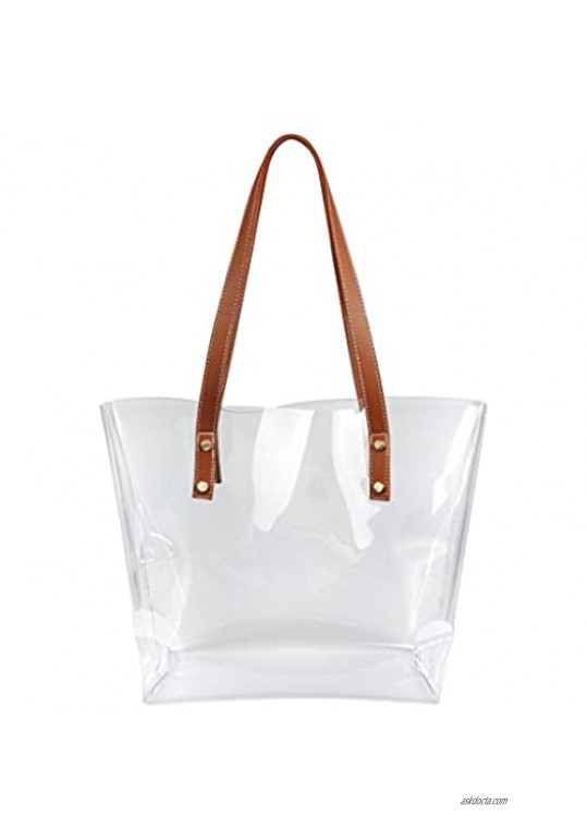 Shoulder Bags 2 in 1 Women Handbags Clear Bag with Signature Inner Bag