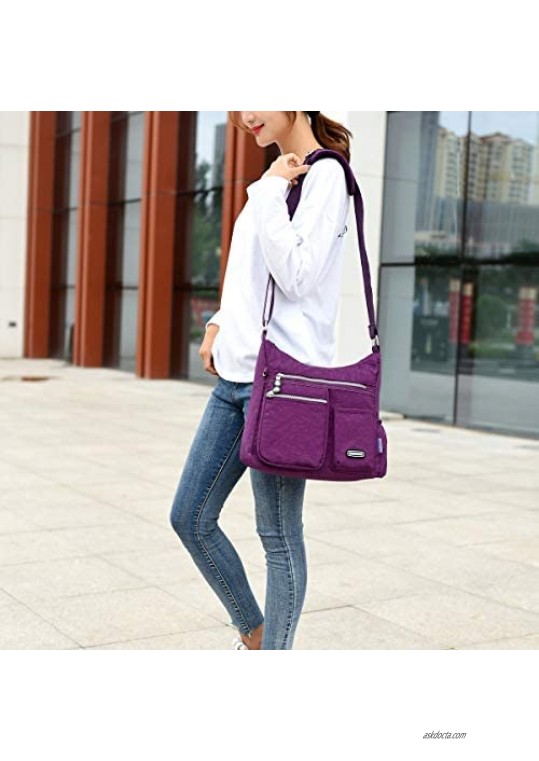 STUOYE Crossbody Bag for Women Multi Pocket Shoulder Bag Nylon Lightweight Messenger Bags Travel Purses and Handbags