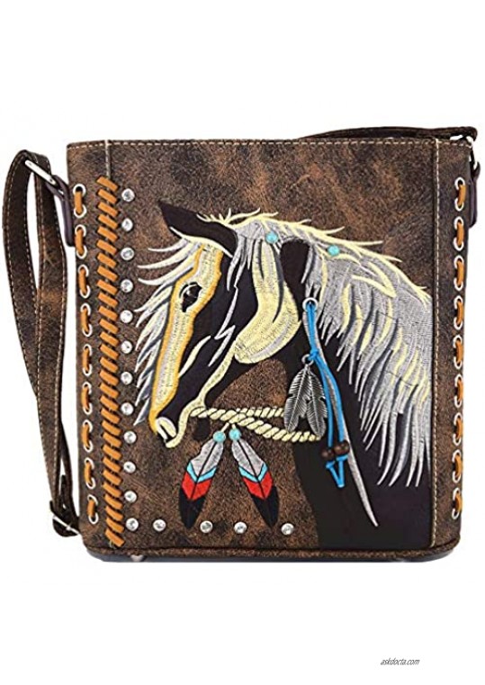 Western Cowgirl Style Horse Cross Body Handbags Concealed Carry Purses Country Women Single Shoulder Bag