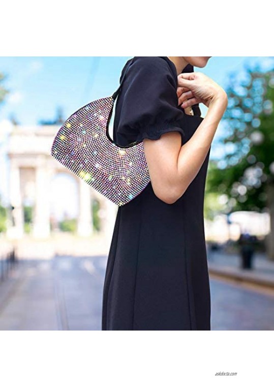 Women's Diamond Party Eveing Handbag Crystal Black Crossbody Shoulder Clutch Bag