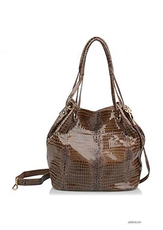 Ainifeel Women's Genuine Leather Oversize Every Handbags And Purse Satchel Hobo Bags