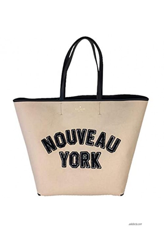Kate Spade Nouveau New York Large Twill Tote  Natural/Black