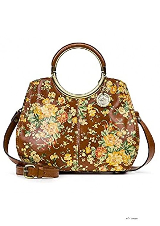 Patricia Nash Aria Leather Shopper Vintage Botanical brown Flower Bag Handbag NEW