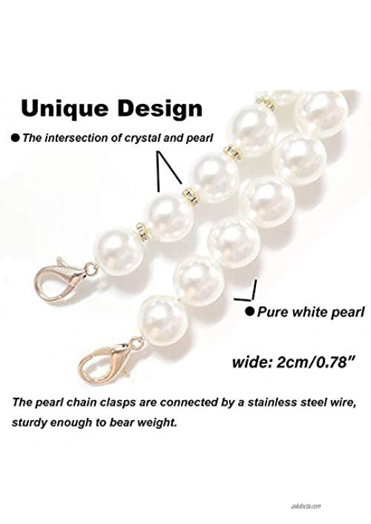 Purse Chain Strap with Crystal 12.7 0.78 Large Elegant Bead Pearl Handbag Chain Charms Accessory for Women Handbag Minaudiere Clutch Sturdy Pearl Purse Handles Replacement (Purse Handle A)