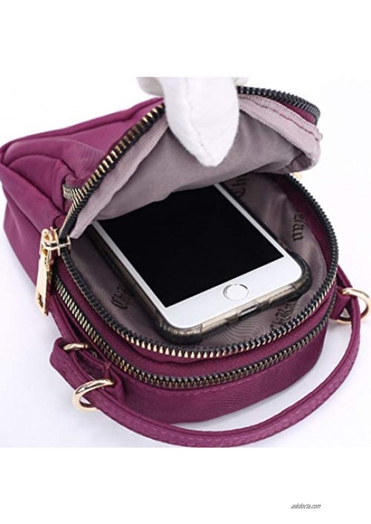 Small Crossbody Cellphone Shoulder Bags for Women Smartphone Wallet Purse with Removable Shoulder Strap-Purple