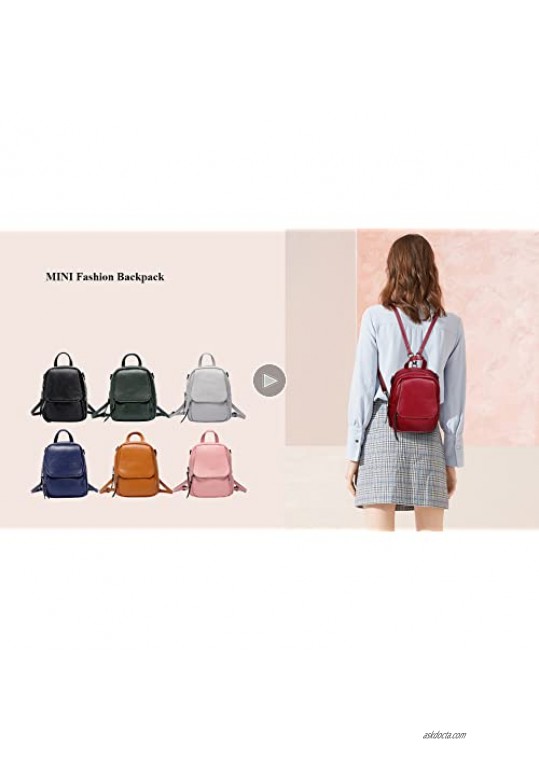 ALTOSY Mini Genuine Leather Backpack for Women Convertible Backpack Purse Shoulder Handbag Crossbody Bag 4 in 1 to Carry