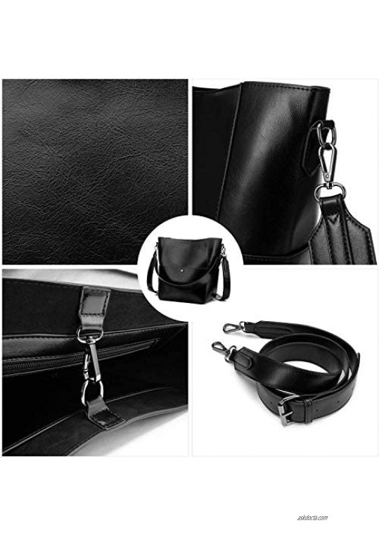 Bucket Bag 2 Detachable Straps Thick Soft PU Leather Fashion Sturdy with Wallet