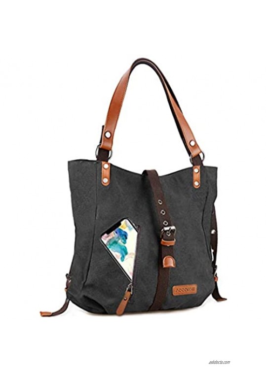 Canvas tote bag with zipper  Shoulder bag with pockets canvas Purse Women purse