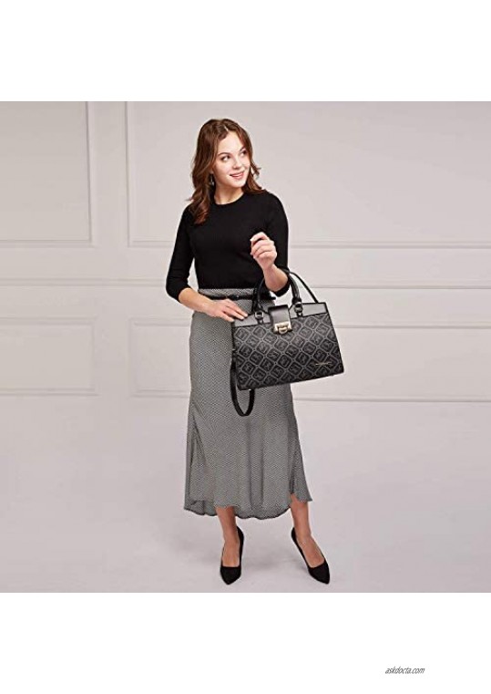 Dasein Women Satchel Purses Handbags Monogrammed Shoulder Bags for Lady Work Tote Bags with Matching Clutch