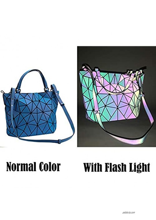 Harlermoon Geometric Handbag Luminous Women Tote Bag Holographich Purses and Handbags Flash Reflactive Shoulder bag for Women
